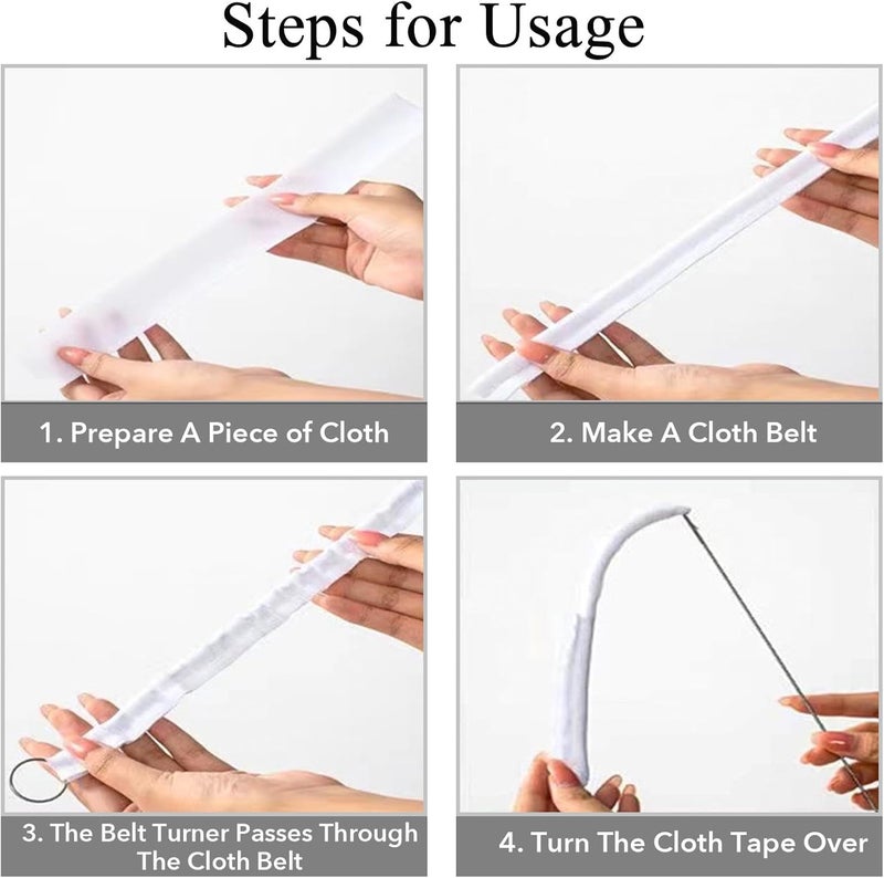 Haikole 10 pcs Professional Loop Turner Kit - 10.4 Inch Stainless Steel Sewing Hook Tool with Latch Hook for Fabric Tubes, Belts & DIY Crafts | Effortless Tube Turning & Time Saving (Silver 10pcs) - Image 3